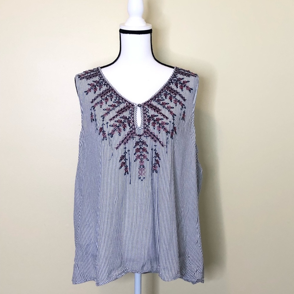 Knox Rose Women’s Boho Striped Sleeveless Top 2XL